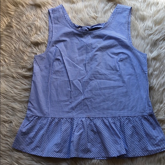 J. Crew Tops - J Crew NWT blue & white peplum bow back top